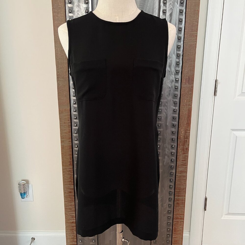 VINTAGE THE LIMITED Minimalist Black Sleeveless Split-side Tunic Top - XS